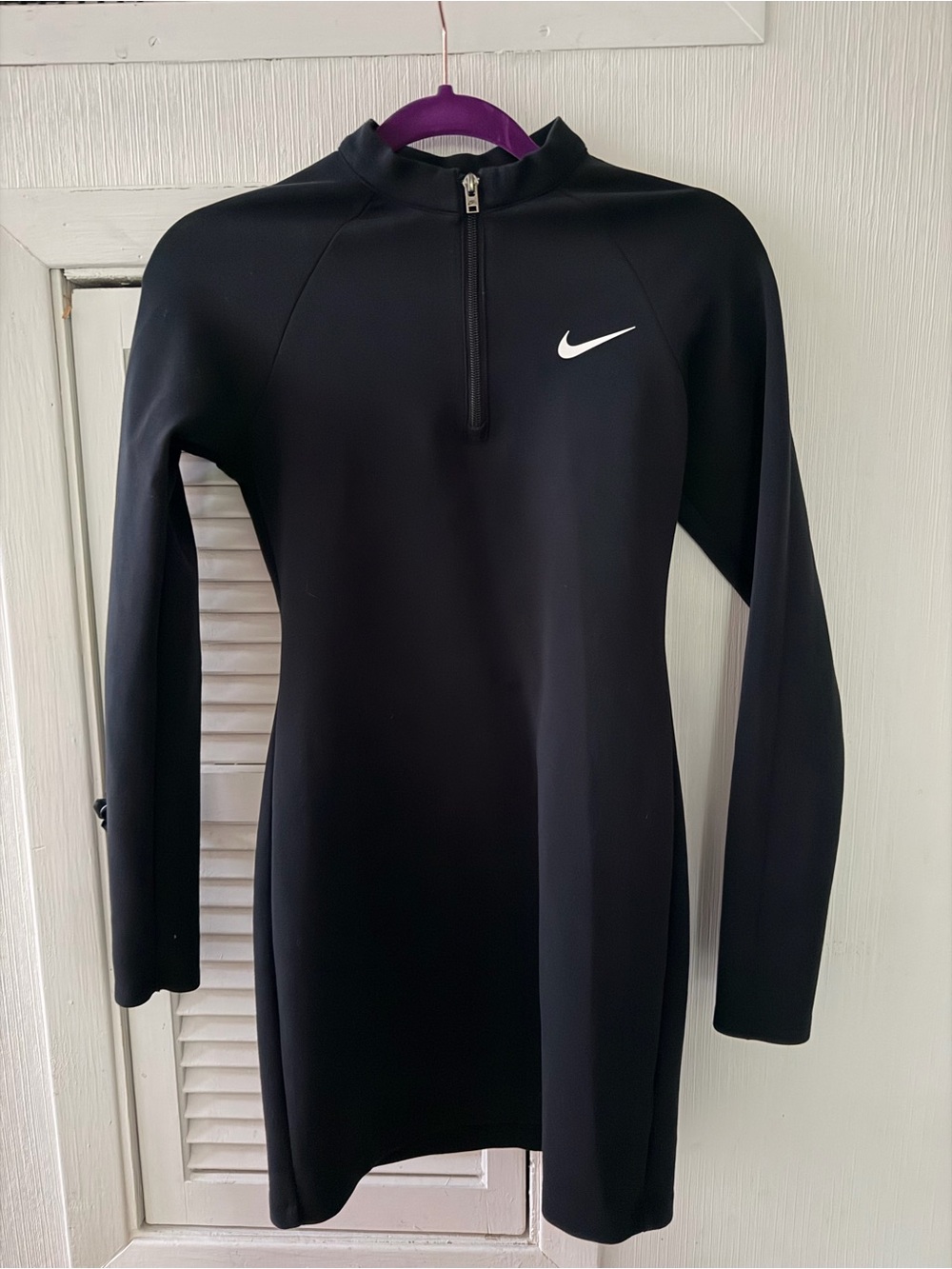 Nike Black Long Sleeve Zip-Up Sport BodyCon   Dress Sz S